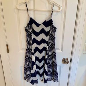 Blue striped spaghetti strap dress